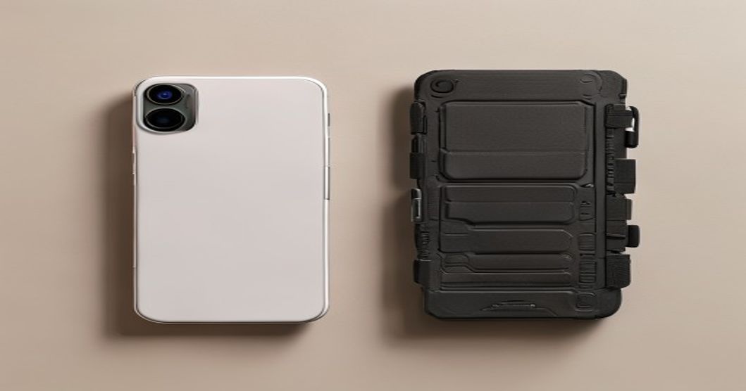 Comparison of slim versus rugged phone case designs side by side