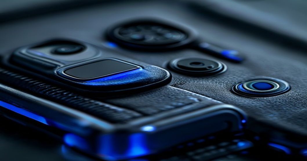 Close-up of rugged phone case corner protection and reinforced padding material