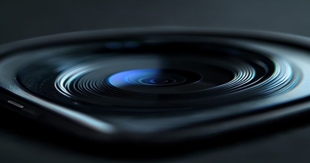 Detailed macro view of camera lens protector surface and fit quality