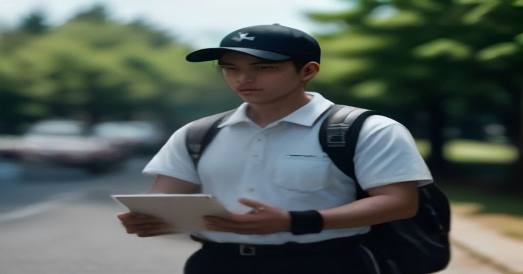 Delivery driver using phone case with kickstand during work shift