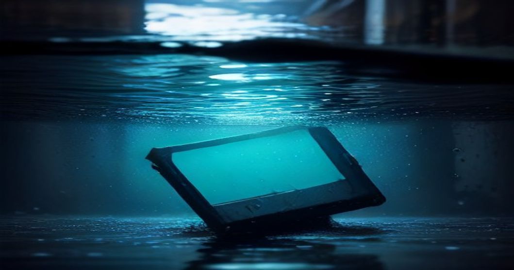 Waterproof phone case in action on dock with water splash